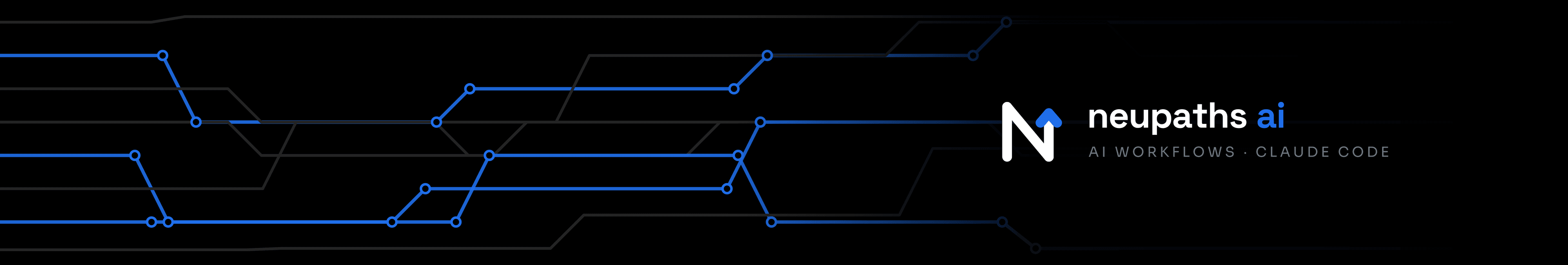 NeuPaths AI banner: path lines with the tagline AI workflows, Claude Code